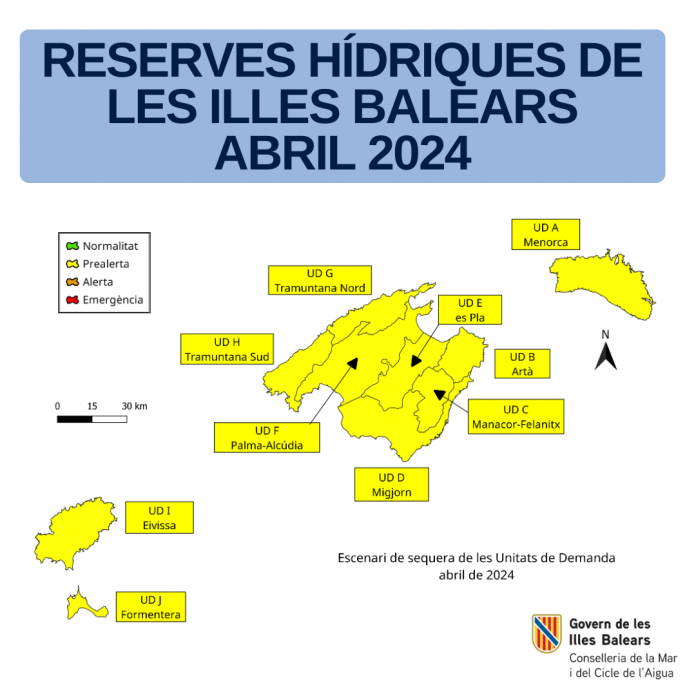 Las reservas hídricas de las Balears se sitúan al 53% en abril, pendientes de reflejar el impacto de las últimas precipitaciones