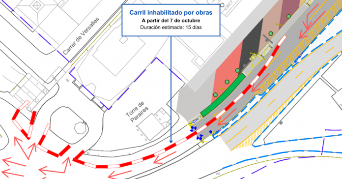 Inhabilitación temporal del carril derecho de salida del paseo Marítimo en dirección Andratx