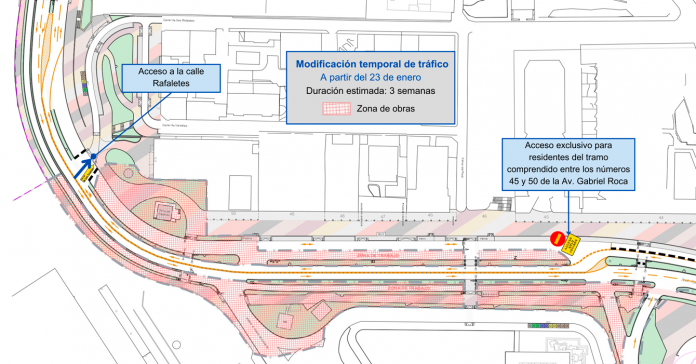 Reconfiguración temporal del tráfico en la av. Gabriel Roca